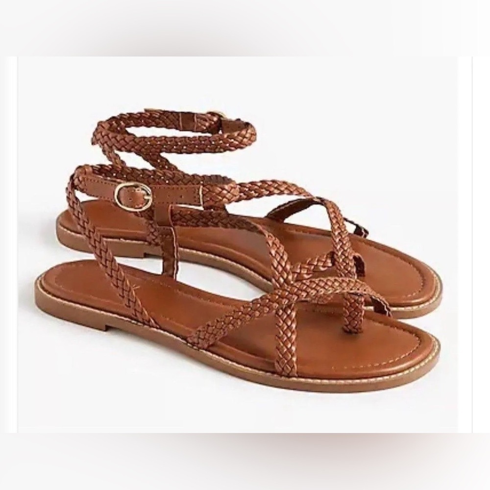 NWT J. Crew Factory Braided Strappy Sandals - Size 8 1/2 - Brown